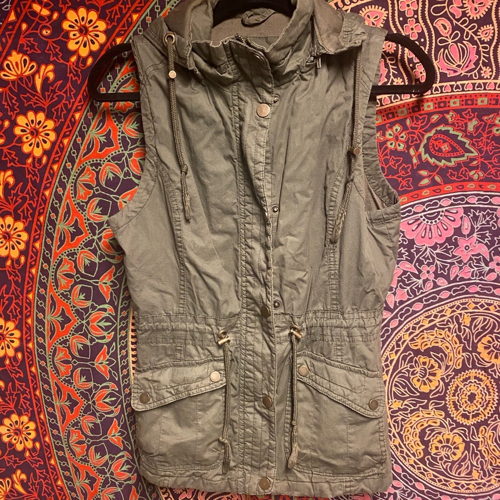 YMI green vest with hood